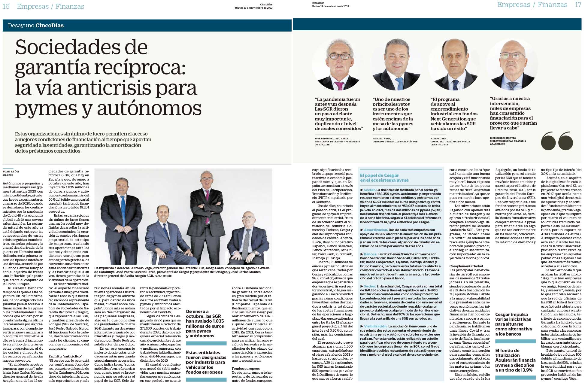 imagen de Jose Carlos Montes, director general de Avalia Aragón, en el desayuno informativo del diario económico Cinco Días
